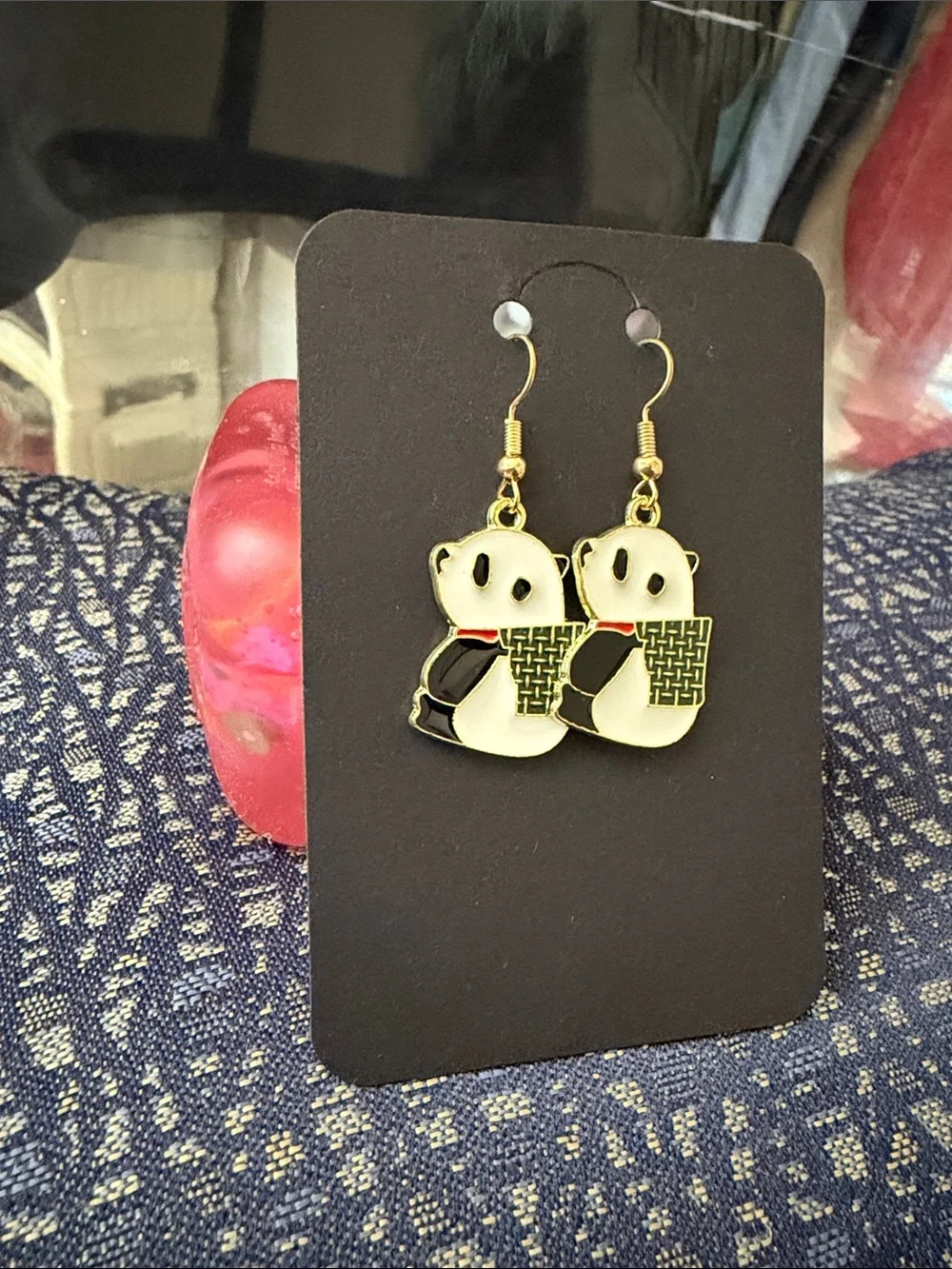 Cute Panda Dangle Earrings - White and Black